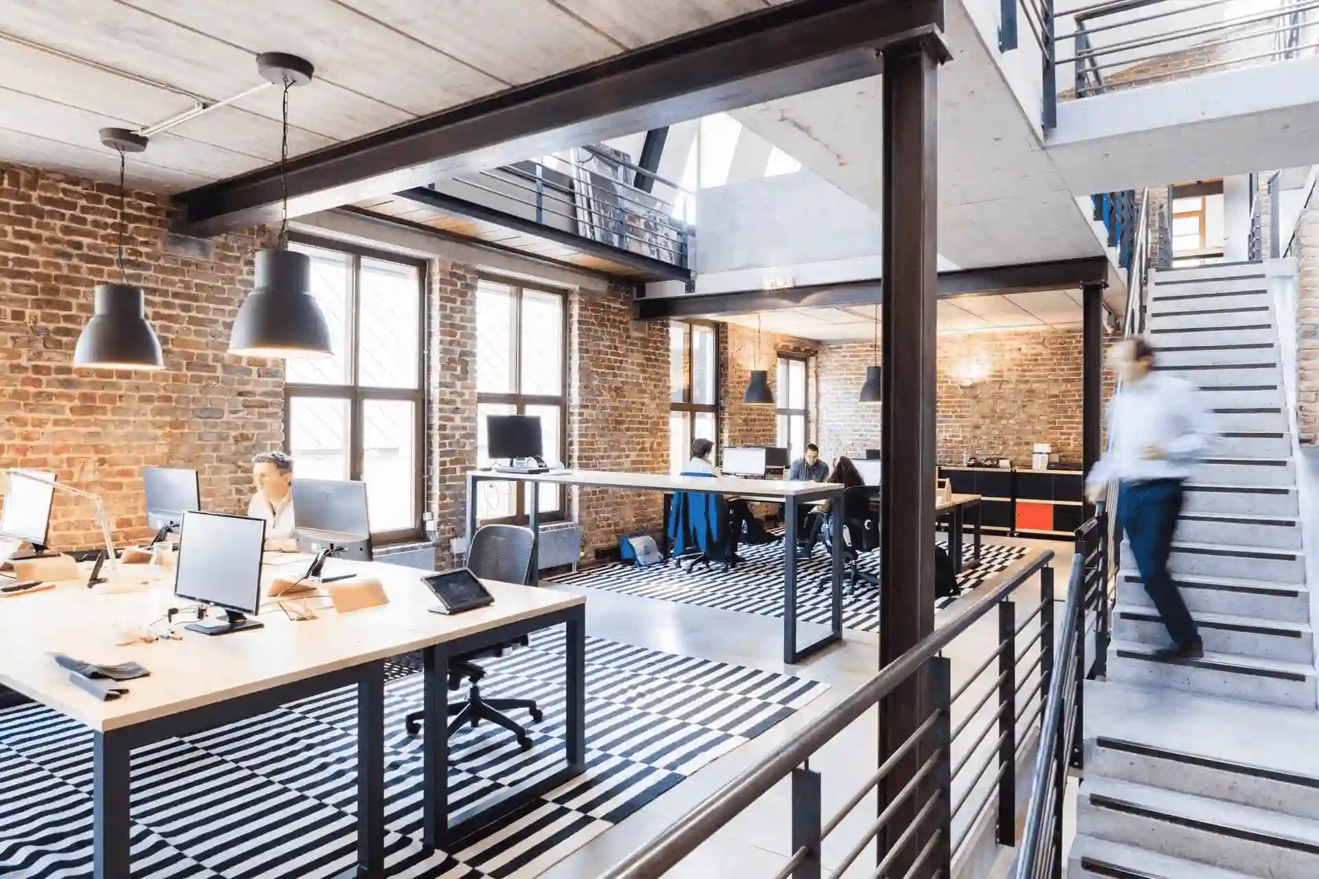 a group of people in an office